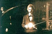 Mark Twain in Tesla Lab